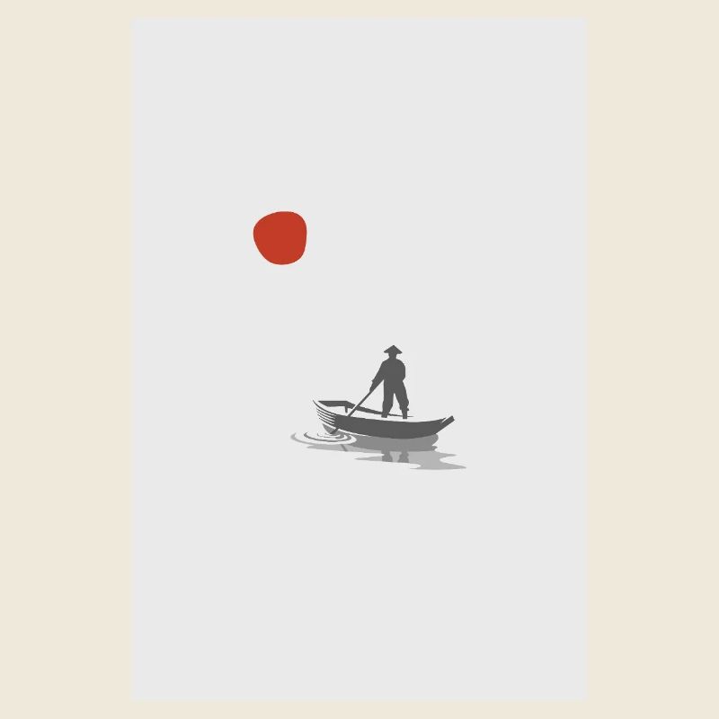 Eaux calmes – Scène de bateaux minimalistes