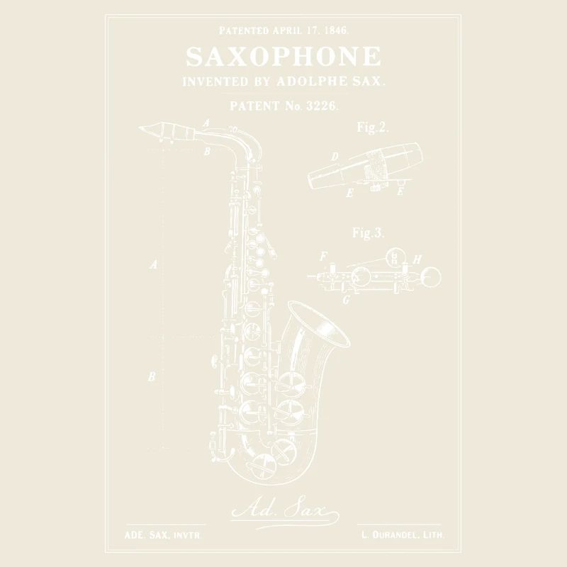 Schéma vintage du plan du saxophone