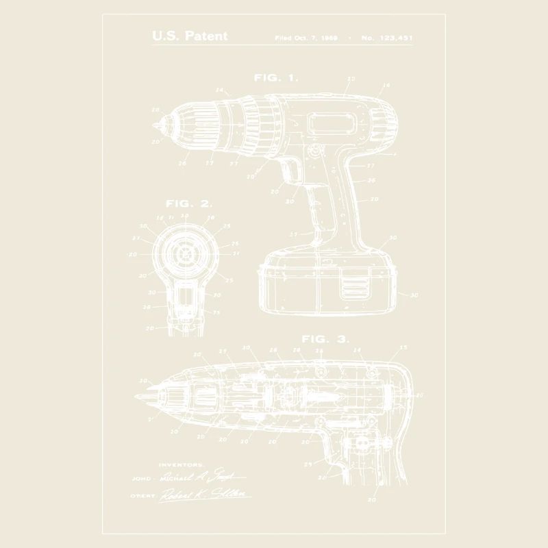 Drill Patent Blueprint Artwork