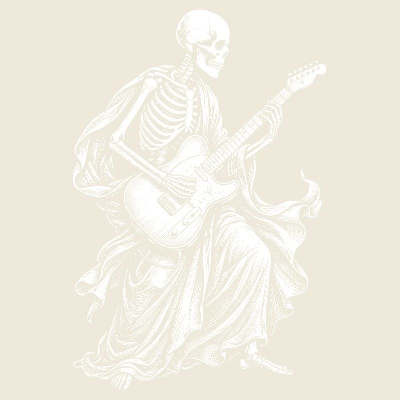 Guitariste squelette en robe fluide