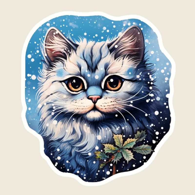 Chat dans les chutes de neige
