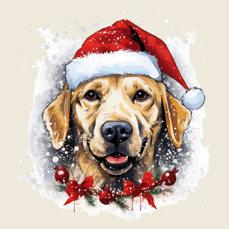 Joyeux Noël avec chien et chapeau de père Noël