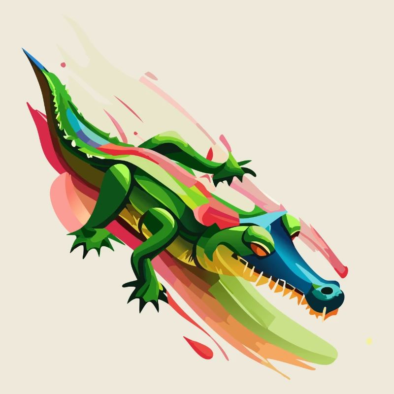 Le crocodile surfe sur la couleur