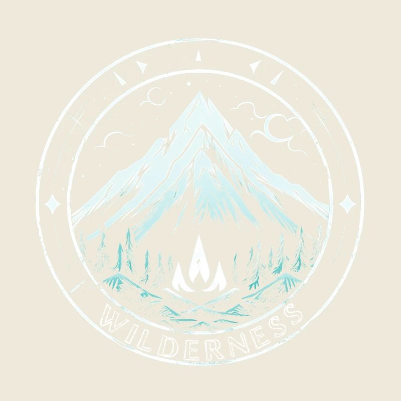 Motif de randonneur cool avec feu de camp - Wilderness