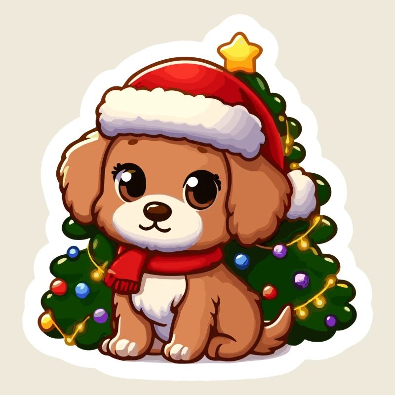 Chiot de Noël mignon : cadeau parfait pour les amoureux des chiens