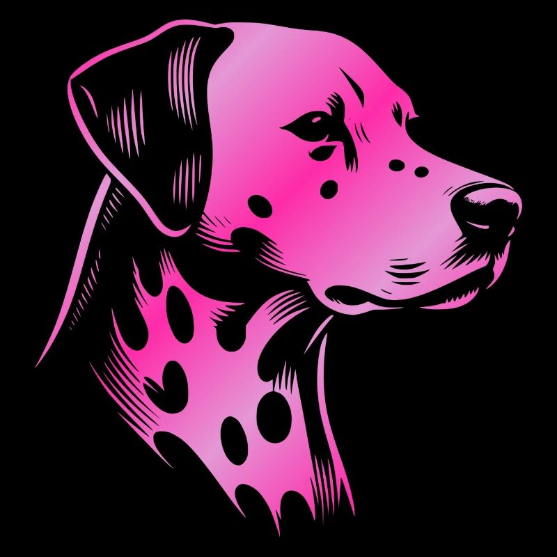 Dalmatien, tête de chien, dessin rose