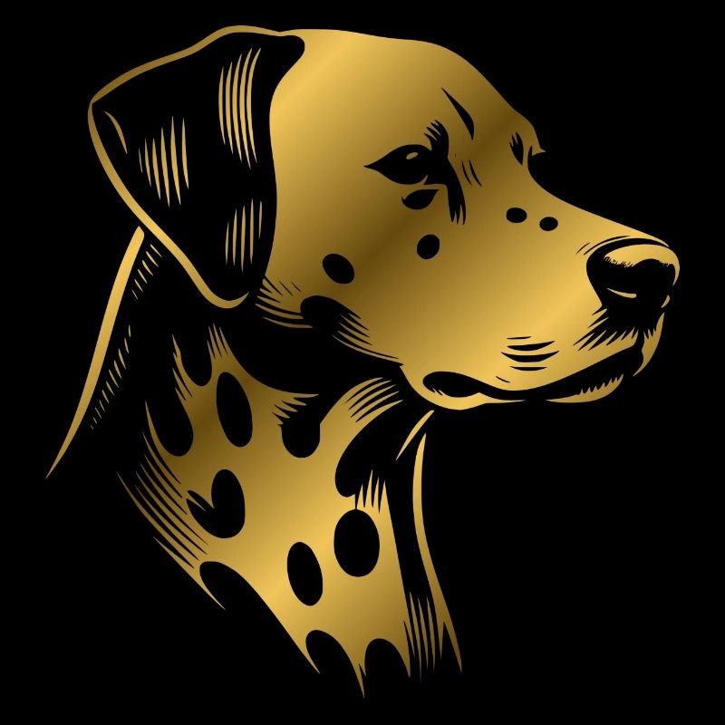 Dalmatian, dog head, drawing gold