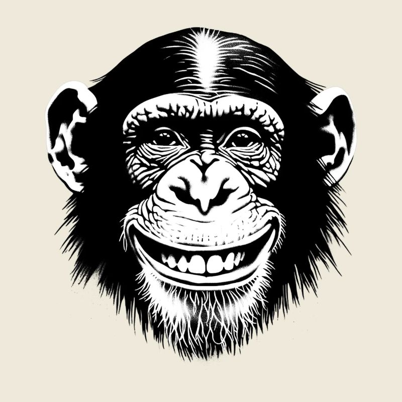 Laughing monkey chimpse rejoices