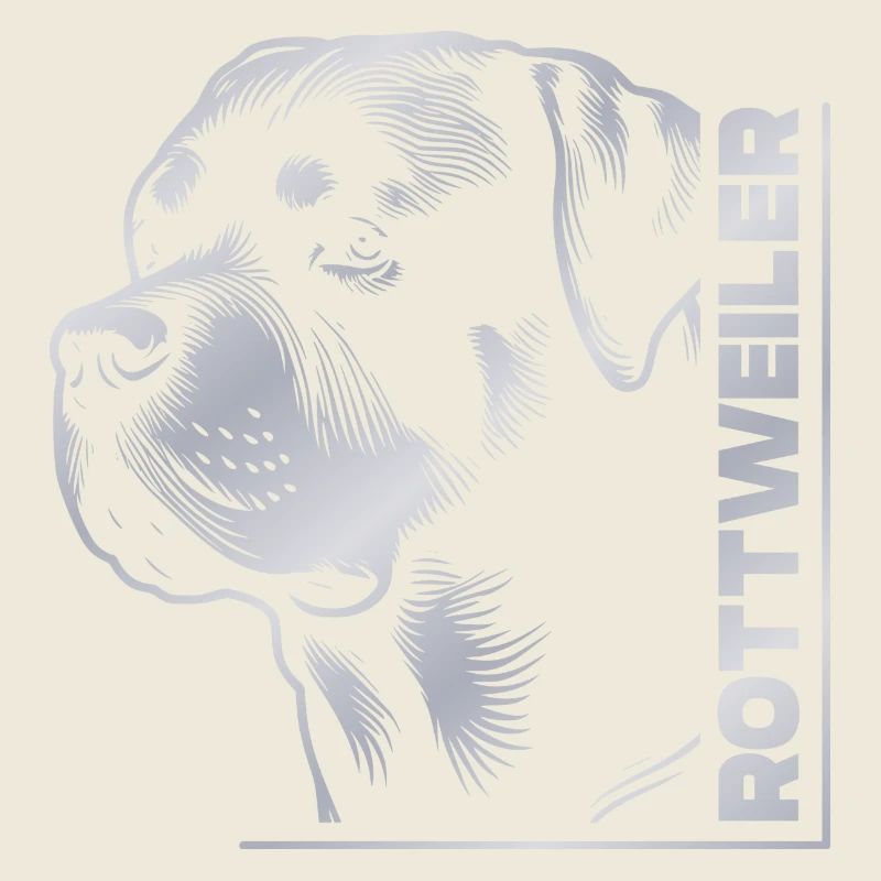 Tête de dessin ROTTWEILER argent