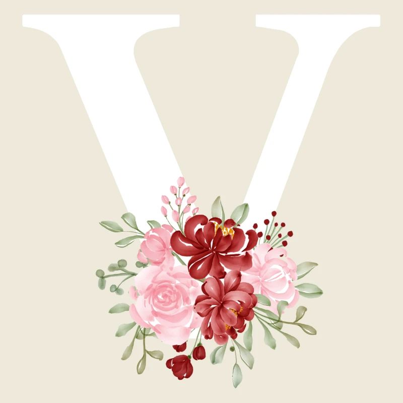 Roter floraler V-Buchstabe