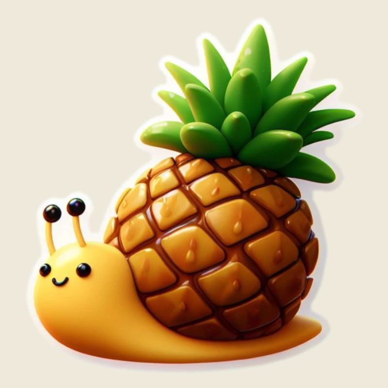 Escargot mignon avec maison d’ananas