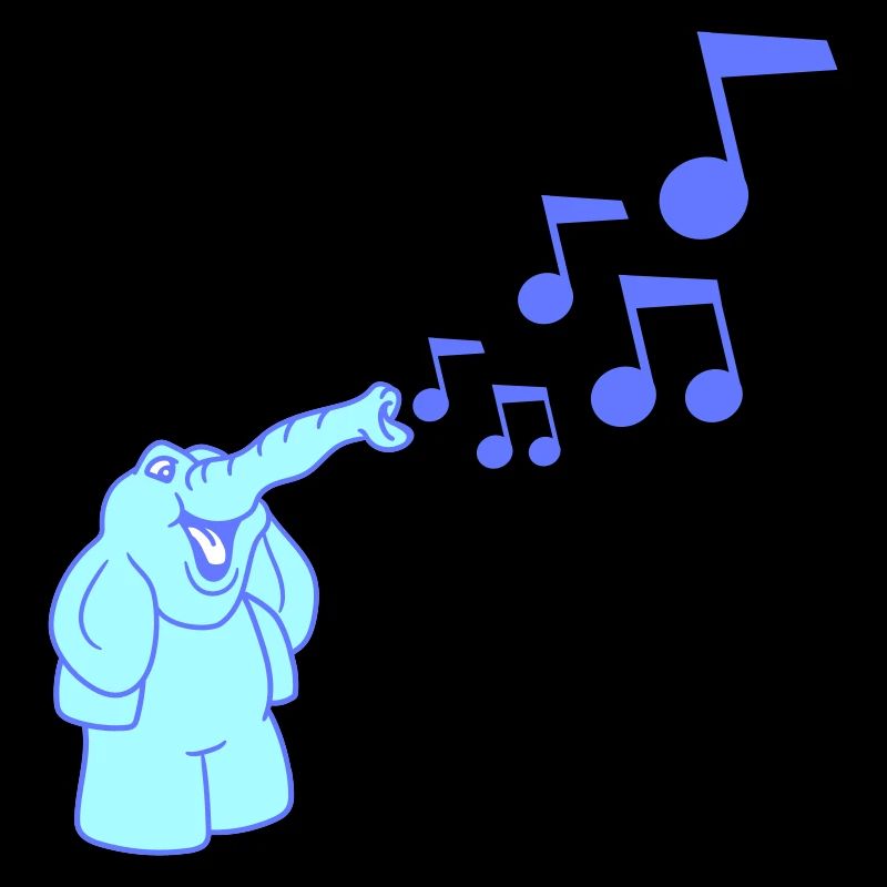 Mignon éléphant Notes de musique Trompe Sifflets Partitions