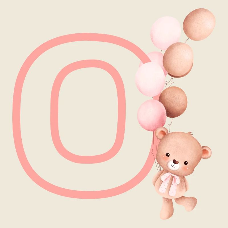 Lettre o rose ours