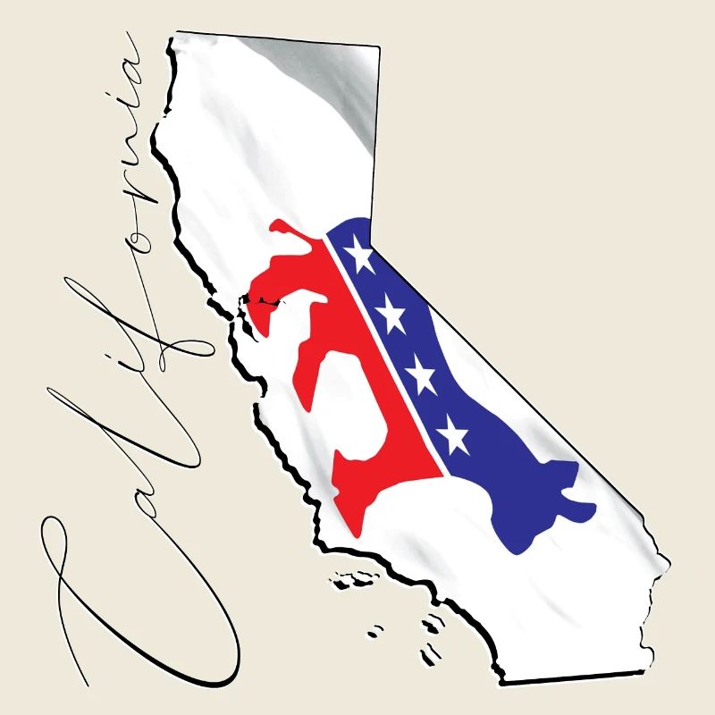 Drapeau démocrate dans la carte de l’État de Californie CA