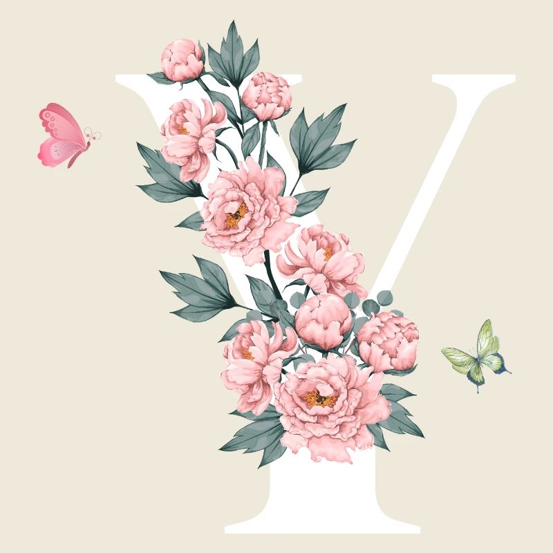 Buchstaben und rosa Blumen
