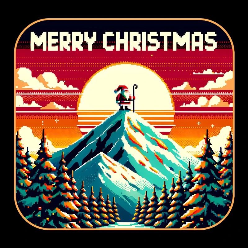 Weihnachtsmann auf dem Berg mit Sternenhimmel