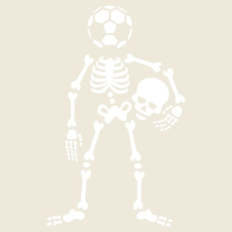 skeleton Fußballkugelkopf, der Schädel Rowdy hält