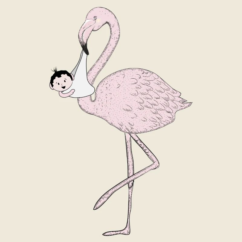 Flamingo bringt das Baby anstatt der Storch