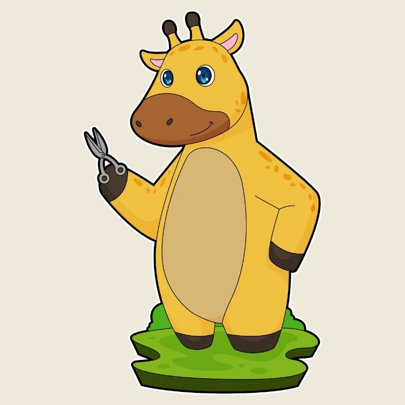 Giraffe Friseur Schere