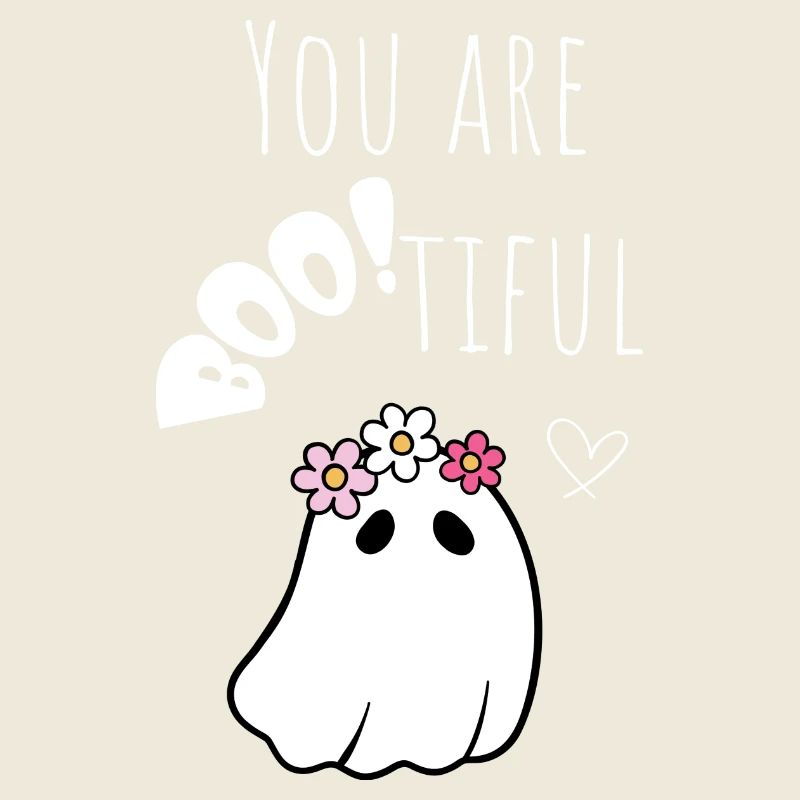 Halloween Ghost Kawaii « vous êtes bootiful » blanc
