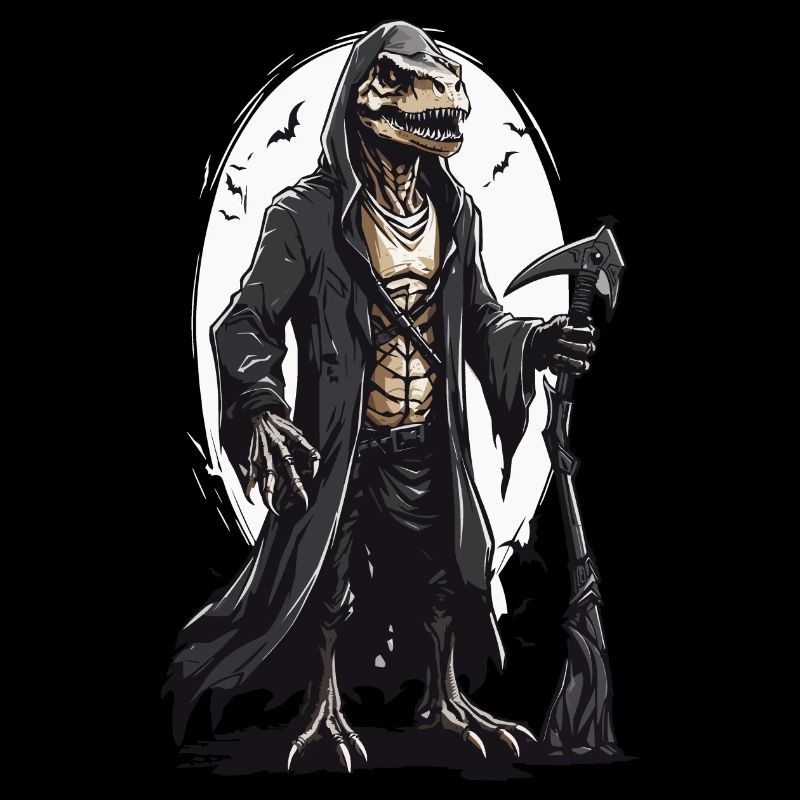 Echsen Magier Grim Reaper Halloween Design