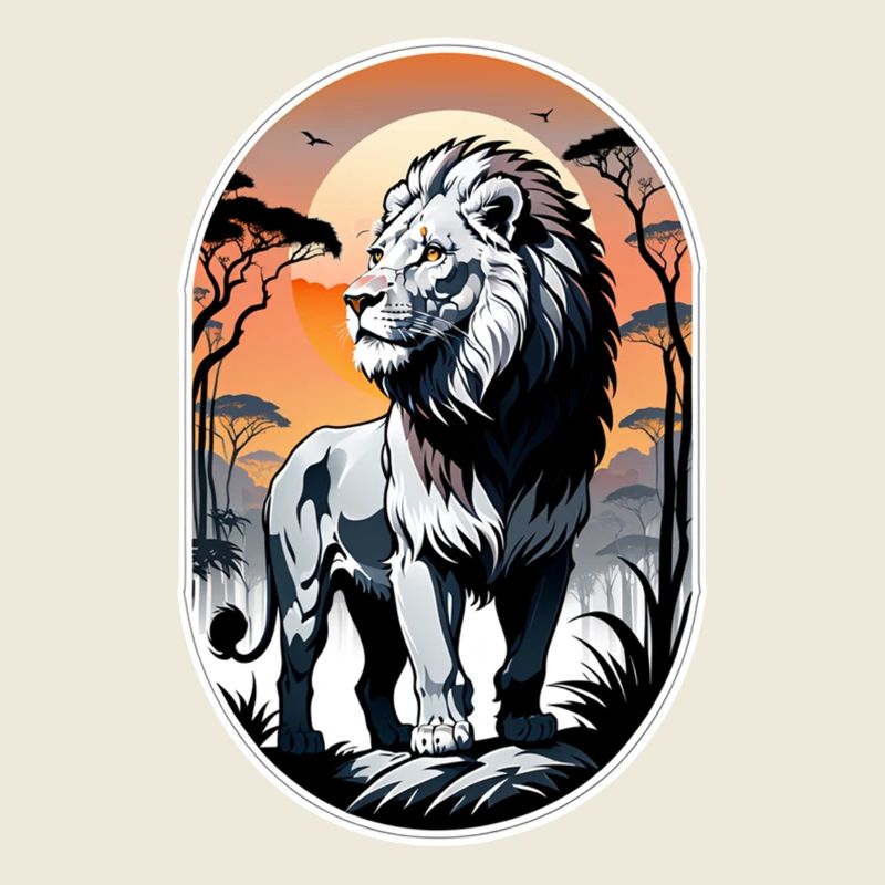 Lion, Lion Cub and Jungle