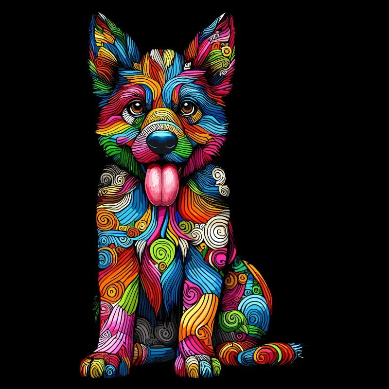 DOG COLORFUL COLORFUL RAINBOW PATTERN STRIPES