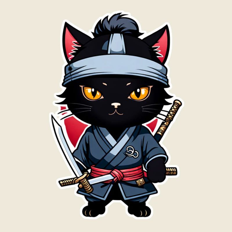 chat ninja - chaton samourai
