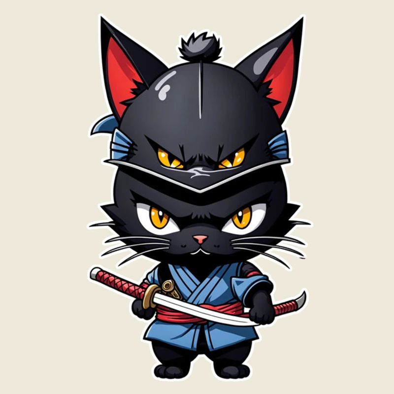 chat ninja - chaton samourai