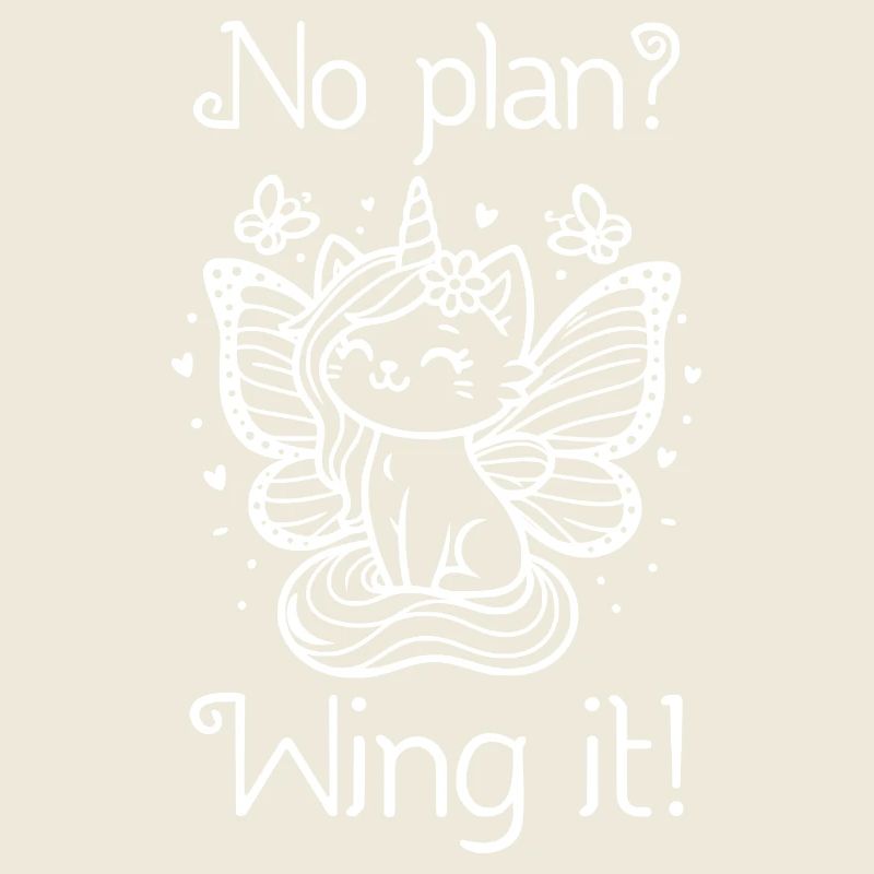 No Plan Wing It winged unicorn cat