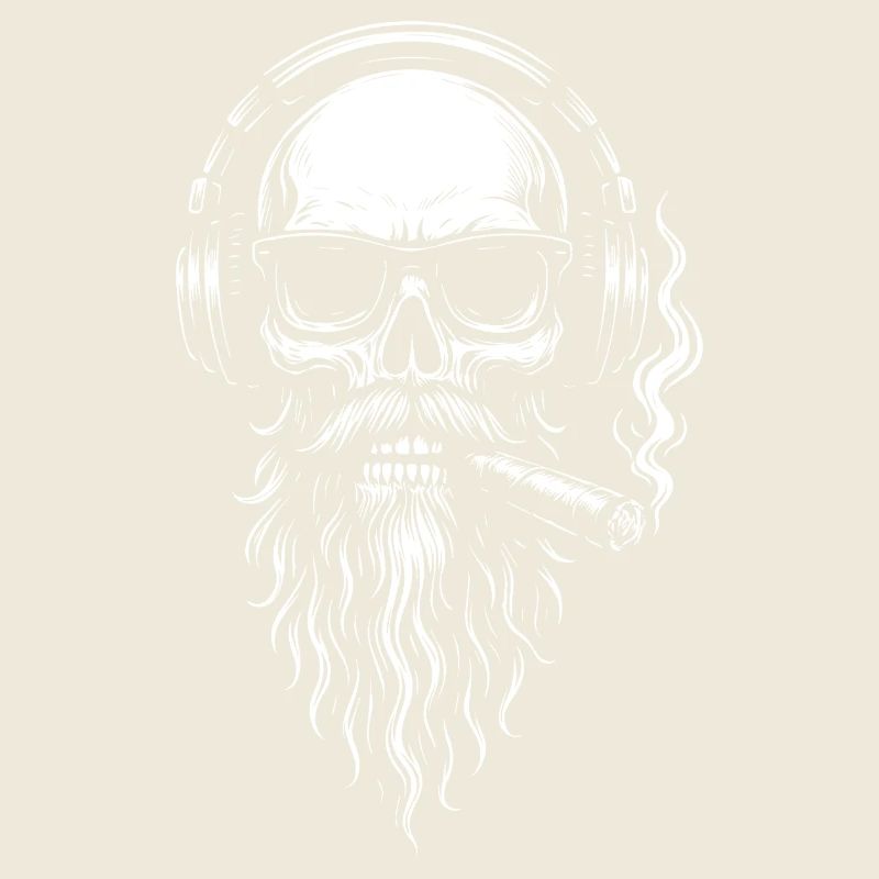Crâne monochrome DJ avec barbe