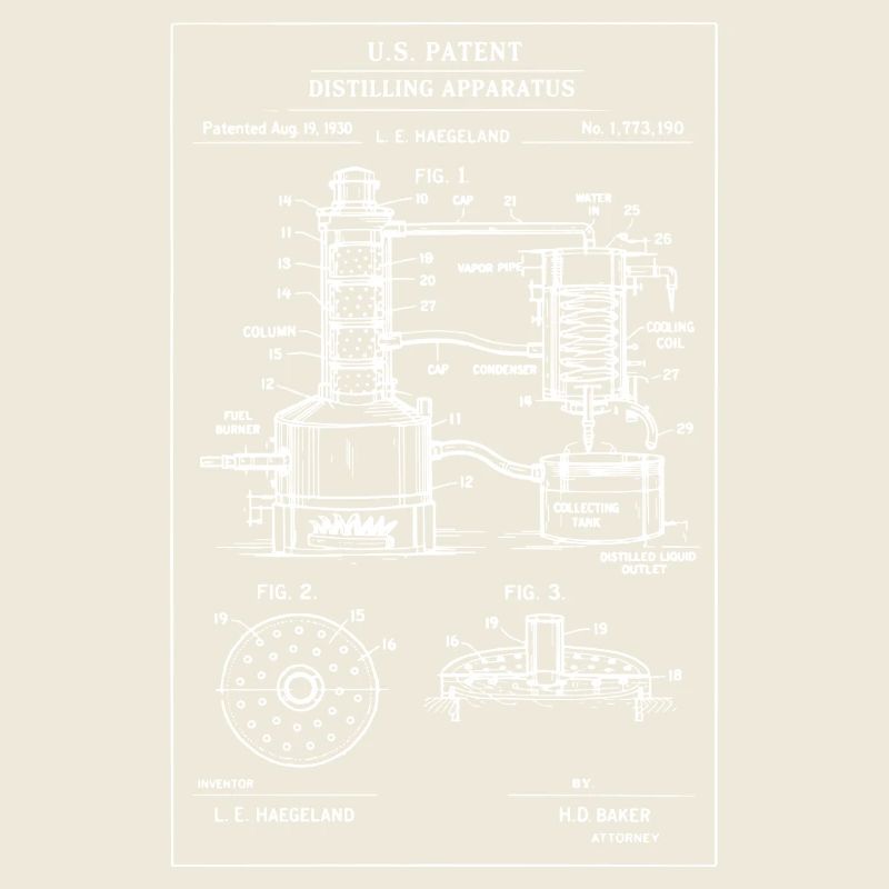 Plan de brevet de distillation vintage