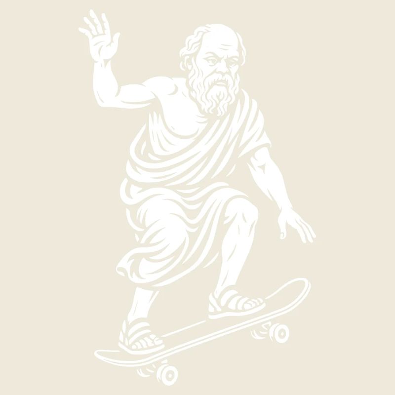Ancient Philosopger Socrates on a Skateboard