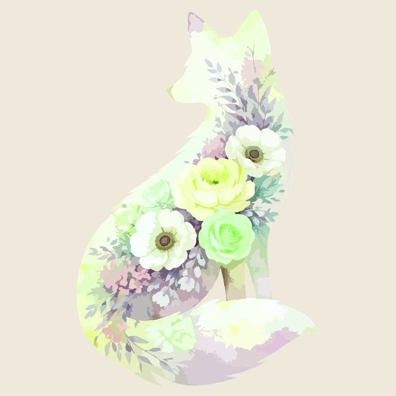 Fuchs Silhouette Aquarell Blumen