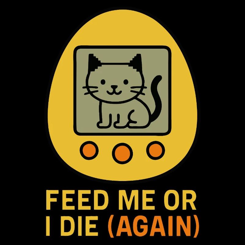 LCD Pixel Katze – Muss mich füttern! Neunziger