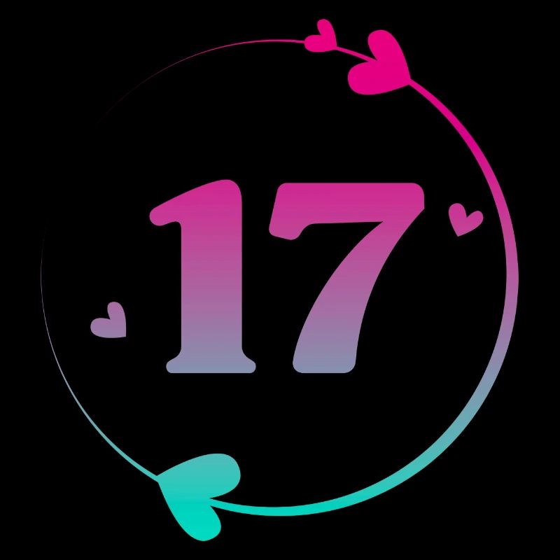 17th Birthday Colorful Heart Circle