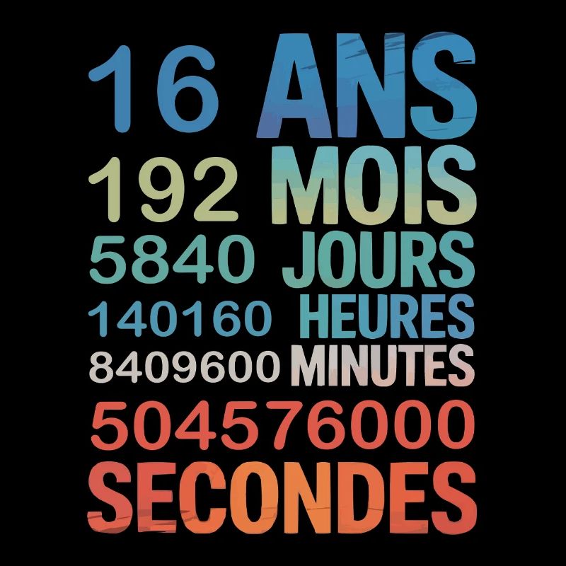 16 ans en chiffres – Cadeau Anniversaire Original