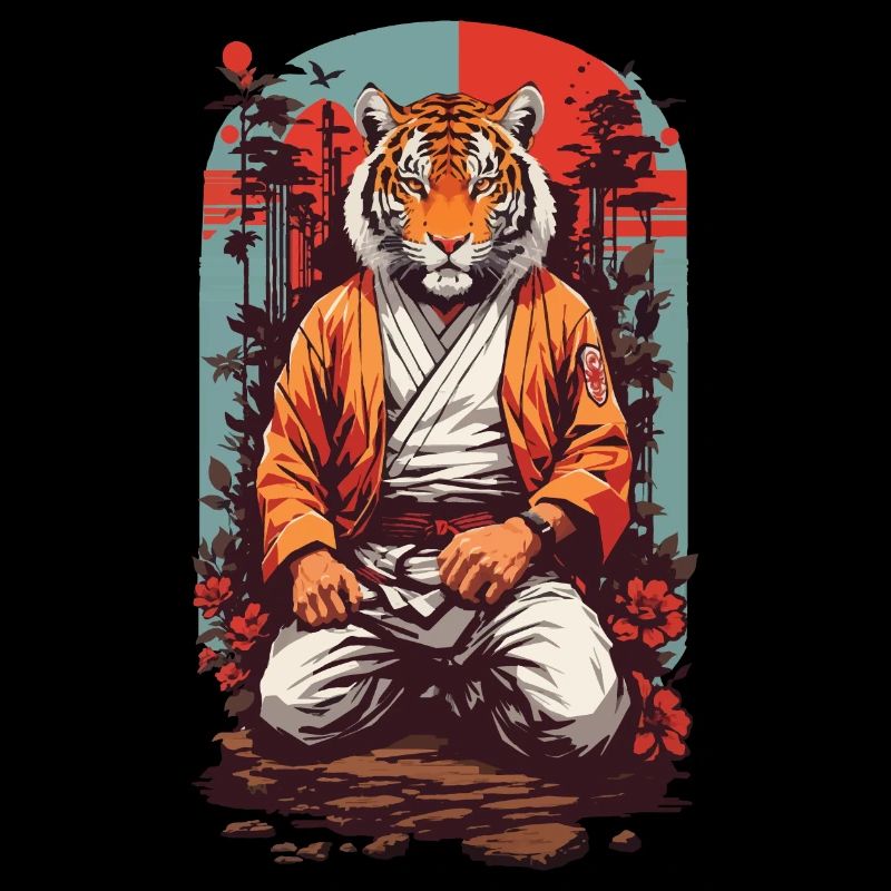 Asian Tiger Karate Martial Arts Retro Design