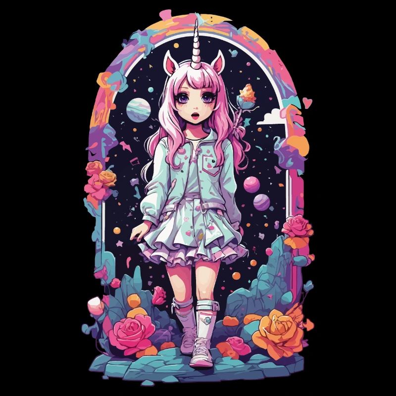 Gothic Kawaii Chibi Einhorn Anime eGirl Style