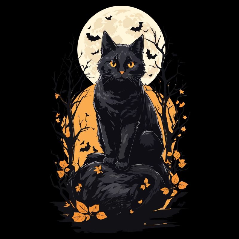 Conception esthétique de la pleine lune de chat d’Halloween