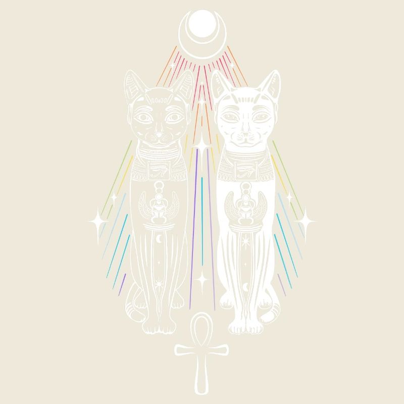 Deux Chats Bastet Dualité Ankh Chat Déesse
