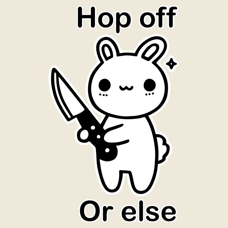 Lapin mignon avec couteau - Hop Off, ou bien design