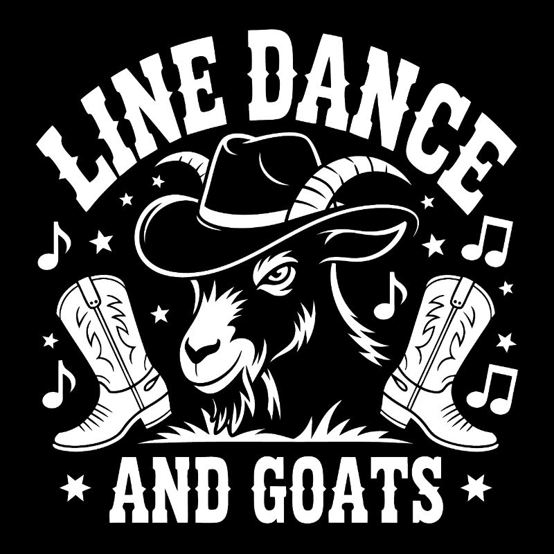 Goats and Line Dance Funny Goat with Stetson