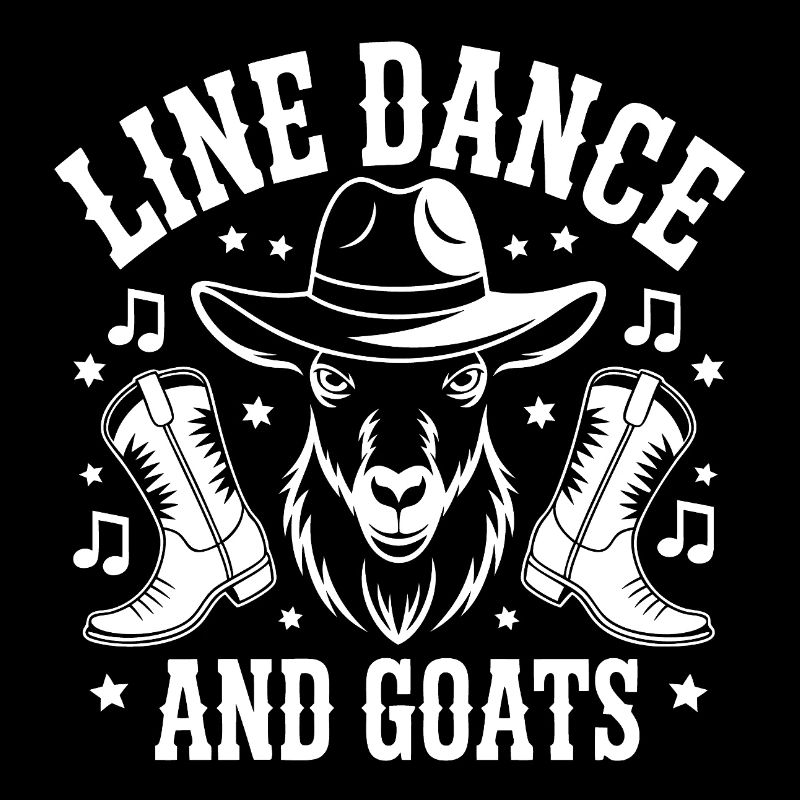 Goats and Line Dance Funny Goat with Stetson