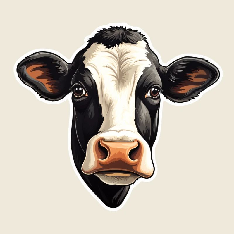Tête de vache, vache Holstein tachetée de noir et blanc