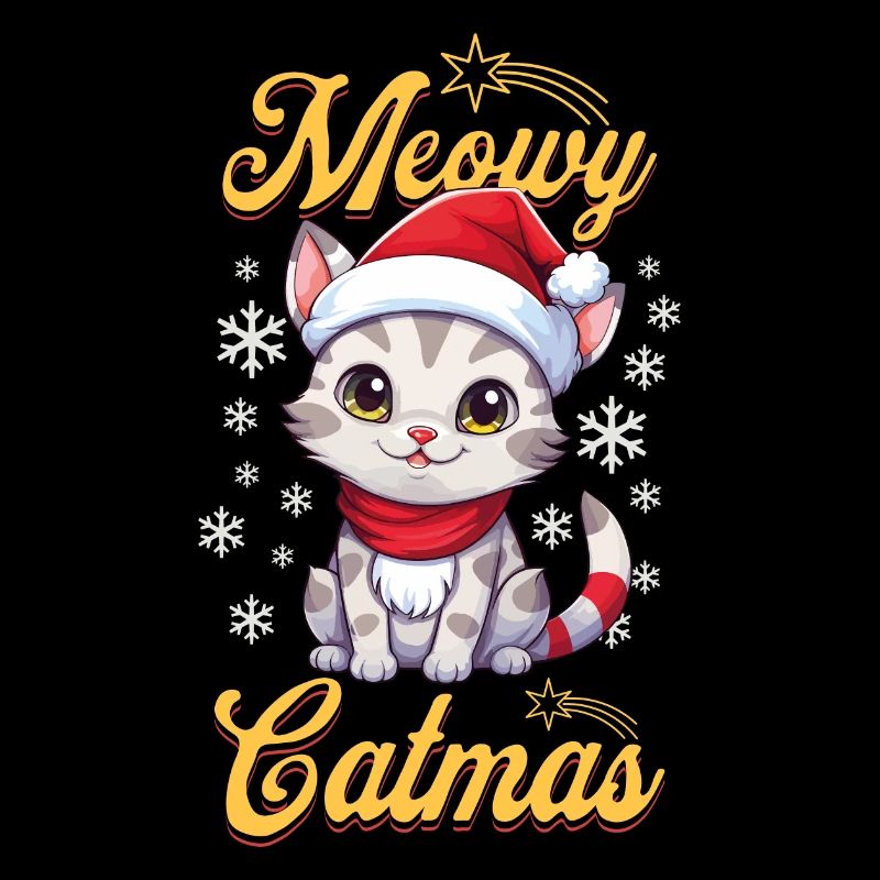 Chat Noël Joyeux Miaou Catmas Laide Mignon