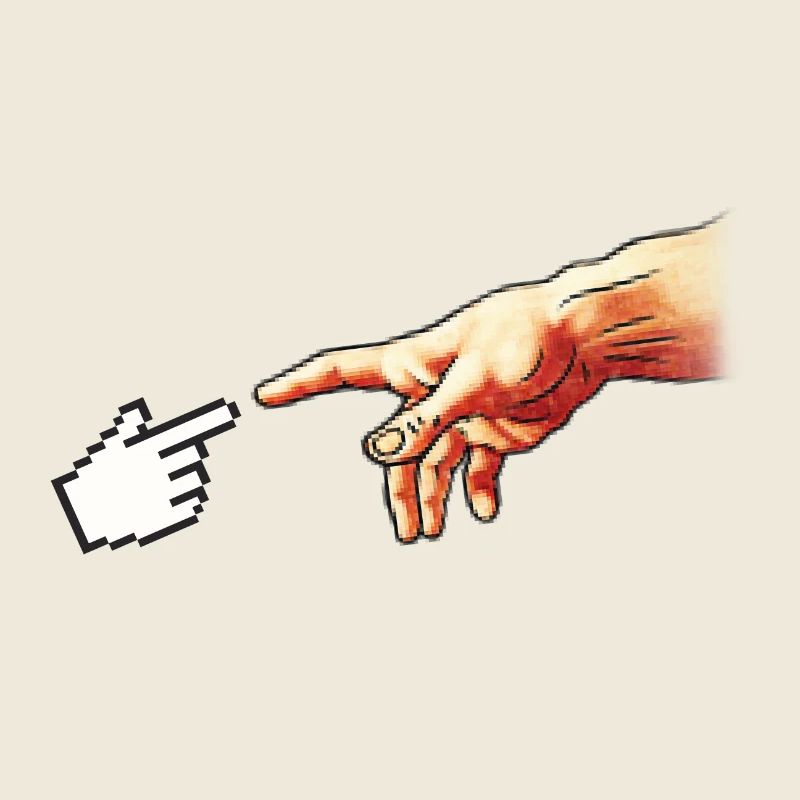 Funny 8bit Nerd & Geek Humor (Creation of Adam)