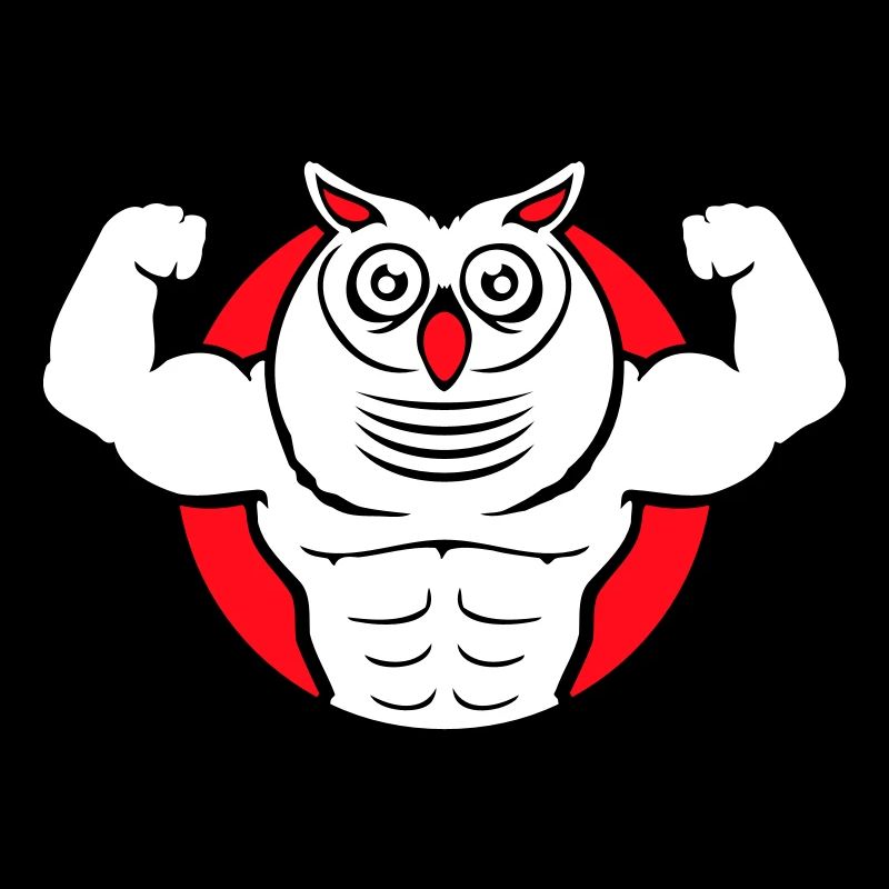Owl Bodybuilder Muscles Biceps Poses Gym Rat Cool