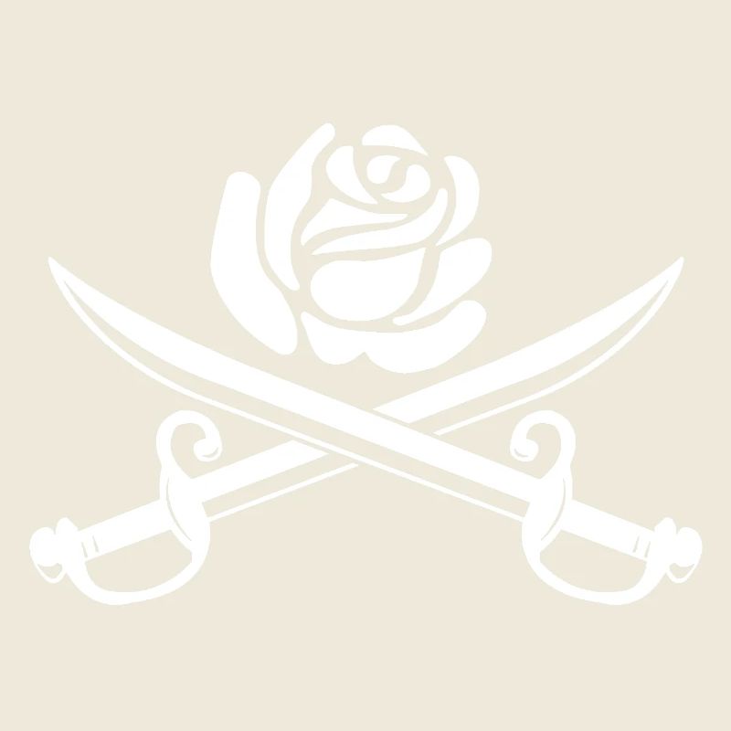 Fleur blanche et épées croisées