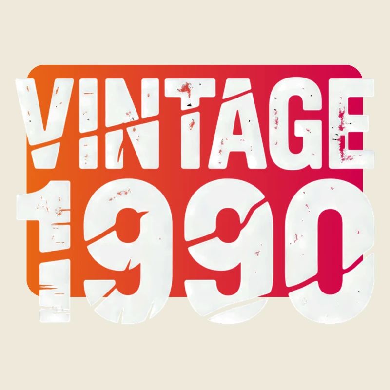 Vintage 1990 Distressed Text Logo